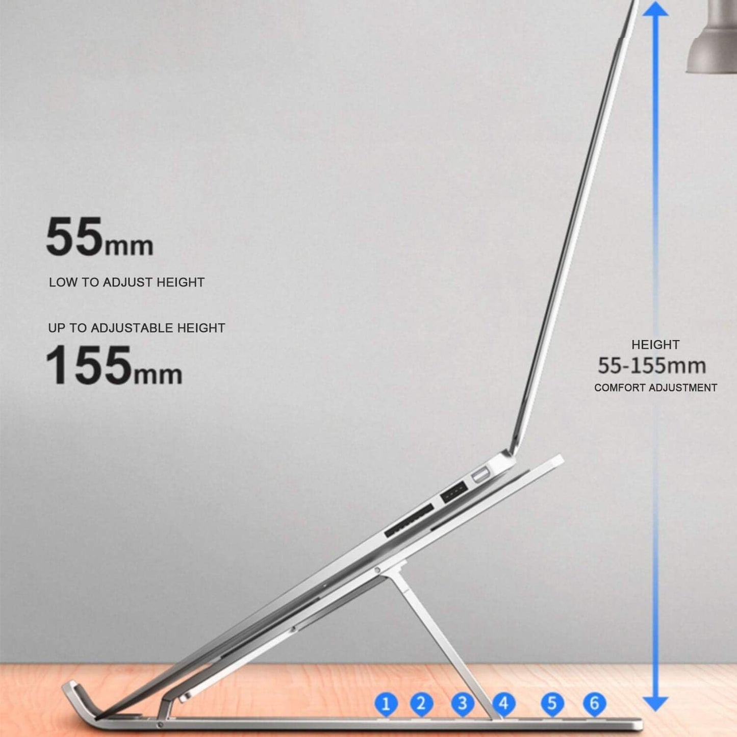 Dyazo 6 Angles Adjustable Aluminum Ergonomic Foldable Portable Tabletop Laptop/Desktop Riser Stand Holder Compatible for MacBook, HP, Dell, Lenovo & All...