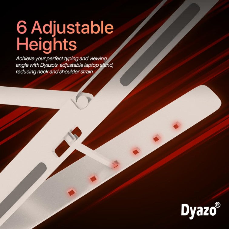 Dyazo 6 Angles Adjustable Aluminum Ergonomic Foldable Portable Tabletop Laptop/Desktop Riser Stand Holder Compatible for MacBook, HP, Dell, Lenovo & All...