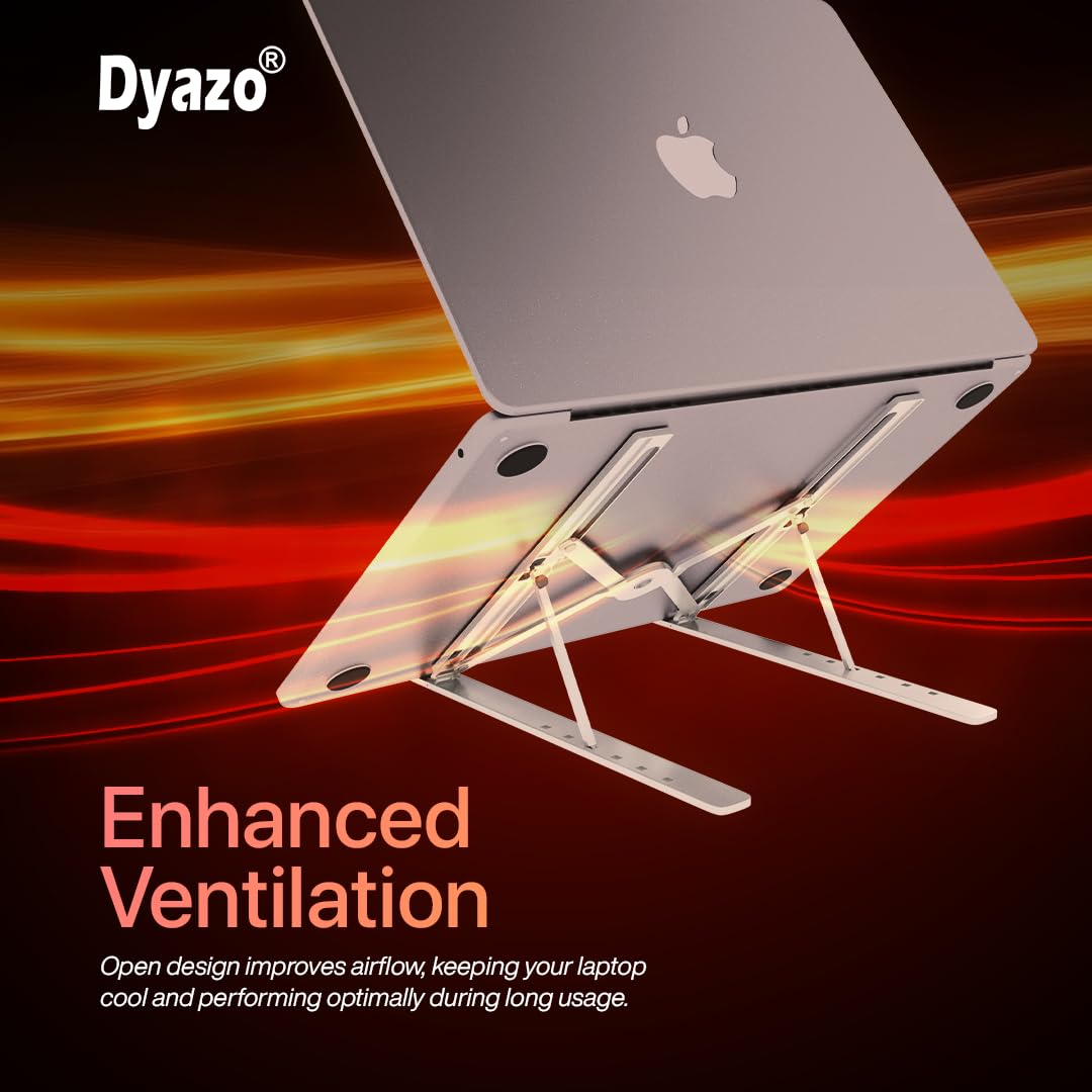 Dyazo 6 Angles Adjustable Aluminum Ergonomic Foldable Portable Tabletop Laptop/Desktop Riser Stand Holder Compatible for MacBook, HP, Dell, Lenovo & All...