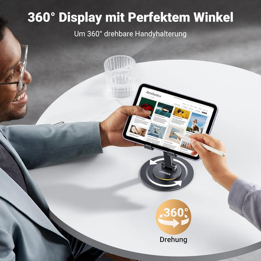 UGREEN Phone Stand – 360° rotatable, foldable, and adjustable stand for smartphones.